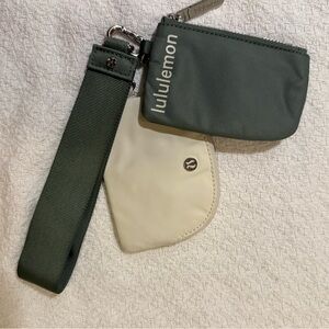Lululemon Green Wristlet with Cream Pouch